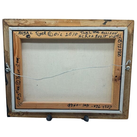 Original Oil Painting "Regal Tiger" Thelma Allison Framed on Canvas 10.5 x 13.5 - Picture 6 of 6